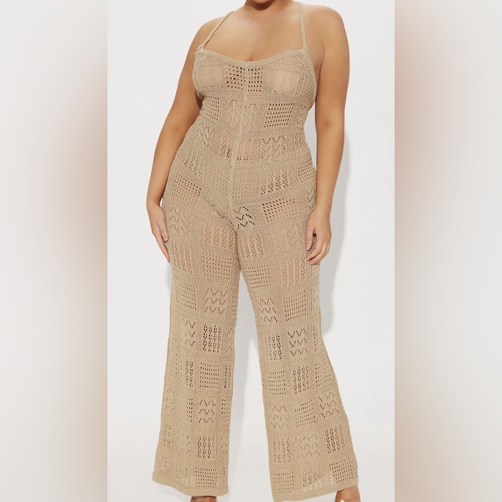 Tan Crochet Jumpsuit